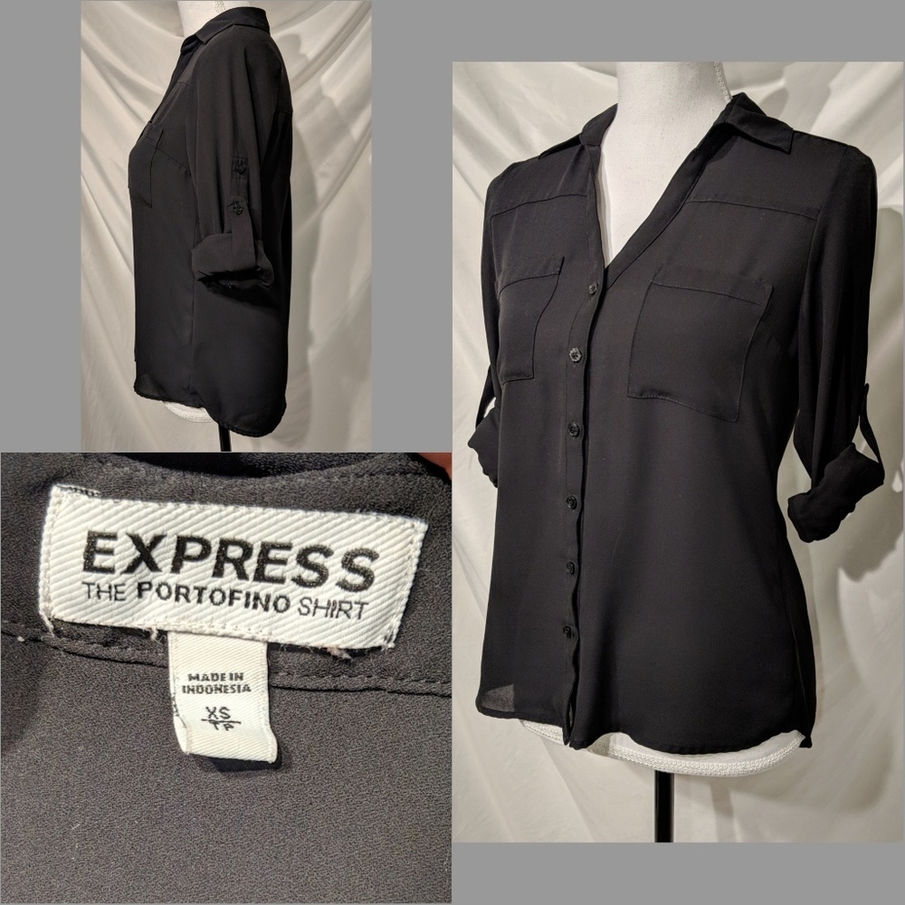 Express Black Portofino Shirt Size XS